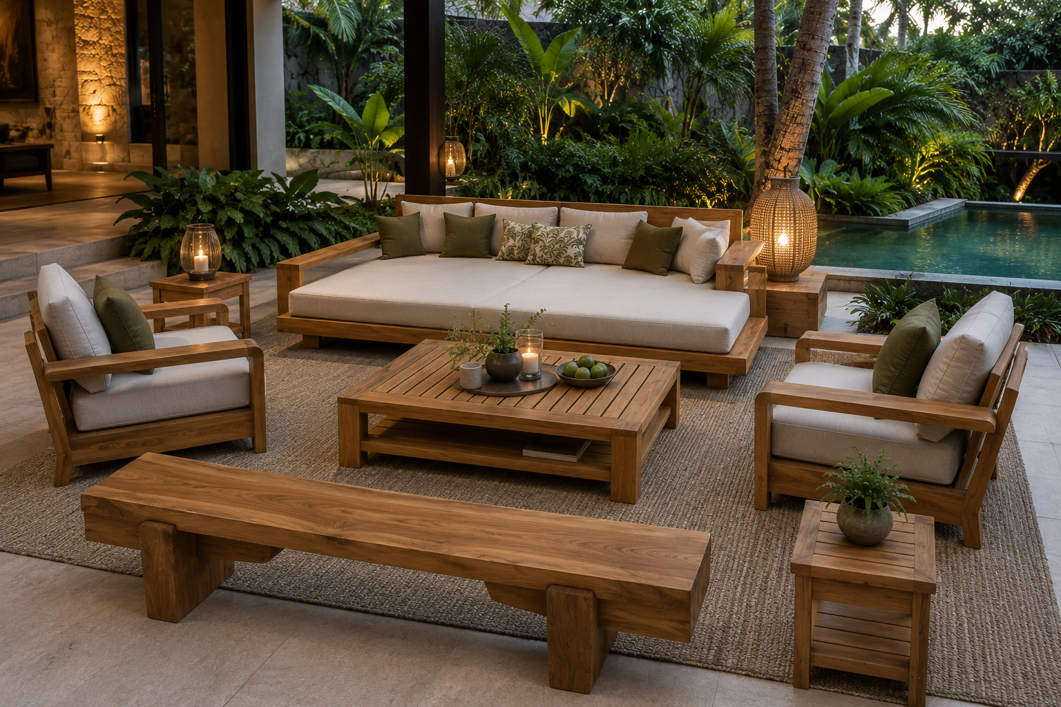 Outdoor Garden Living Room in Solid Teak